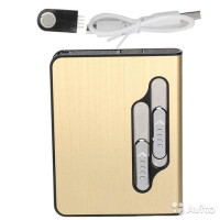 Портсигар із USB-запальничкою золотистий